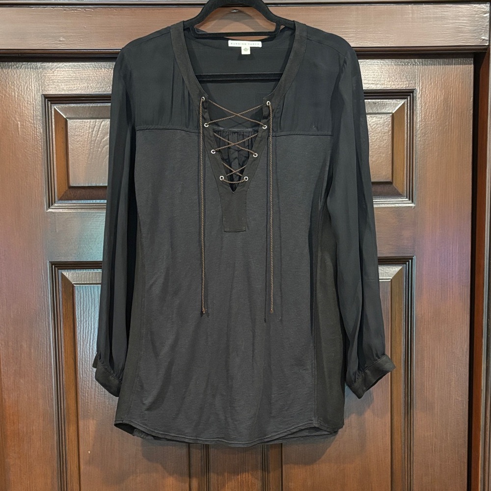 NWOT Burning Torch Black Lace-Up Blouse/ Minidress sz M